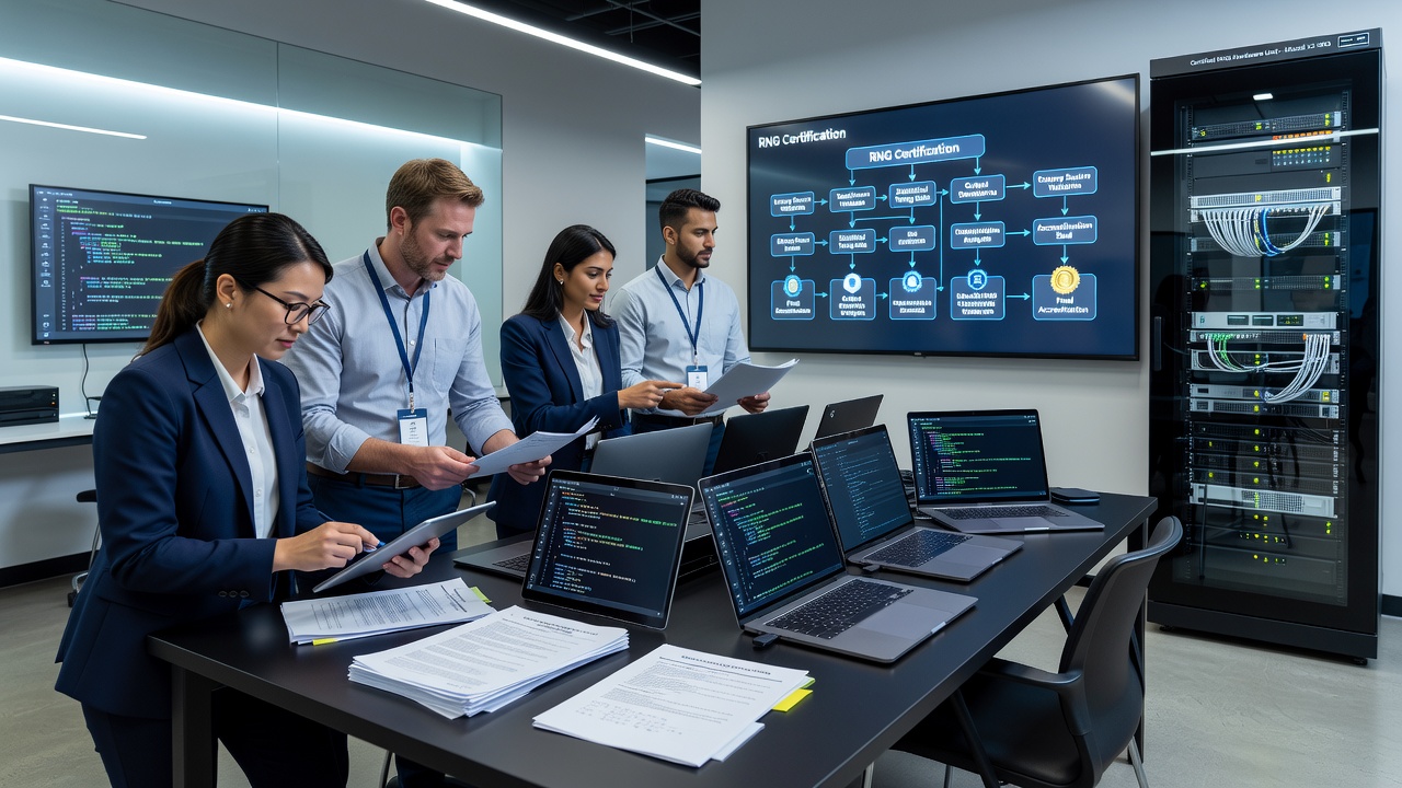 Secure server racks hosting certified random number generator systems in a controlled data facility