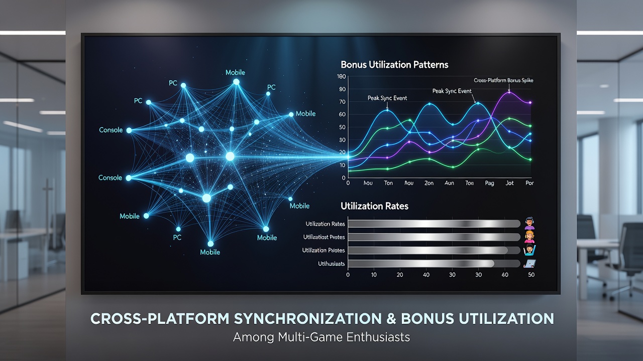 Charts displaying bonus redemption rates and platform synchronization timelines for multi-game players
