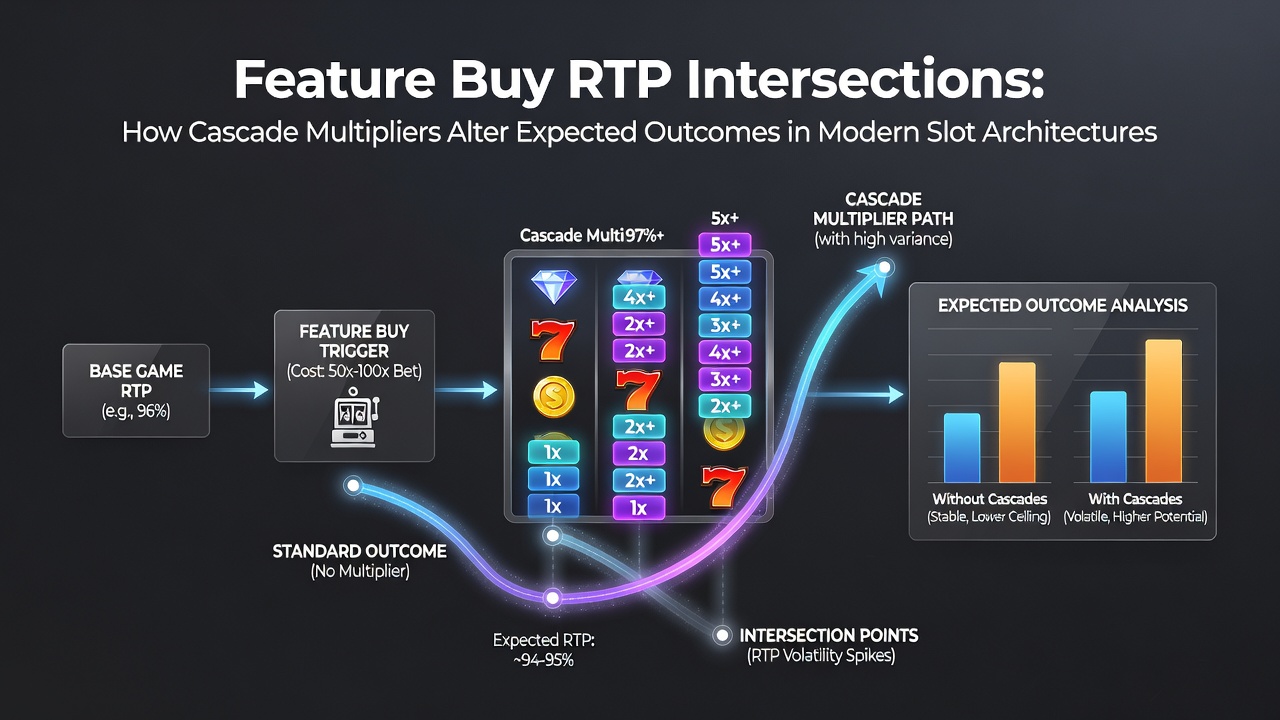 Detailed diagram showing cascade sequences and multiplier accumulation in a feature buy slot interface