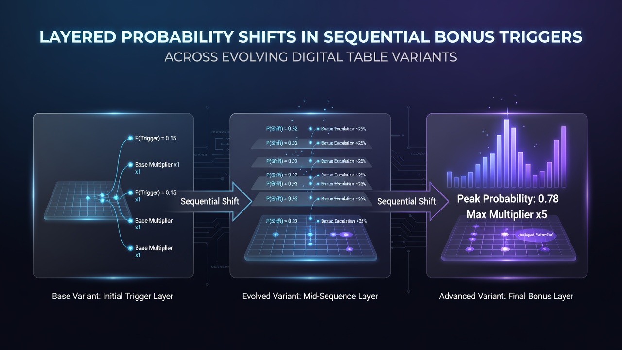 Analytics dashboard displaying layered probability distributions for table game bonuses