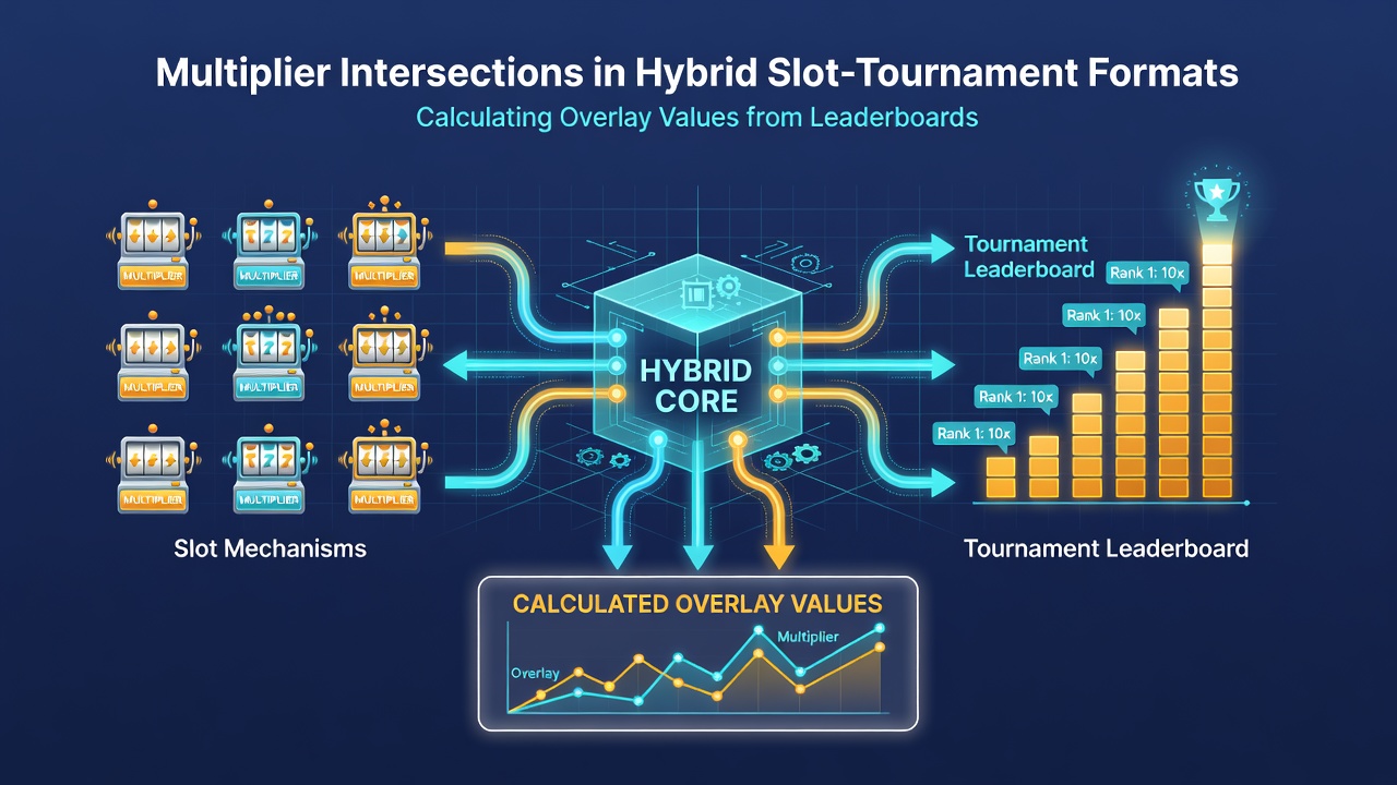 Chart illustrating overlay value calculations incorporating leaderboard prizes and multiplier effects in slot tournaments