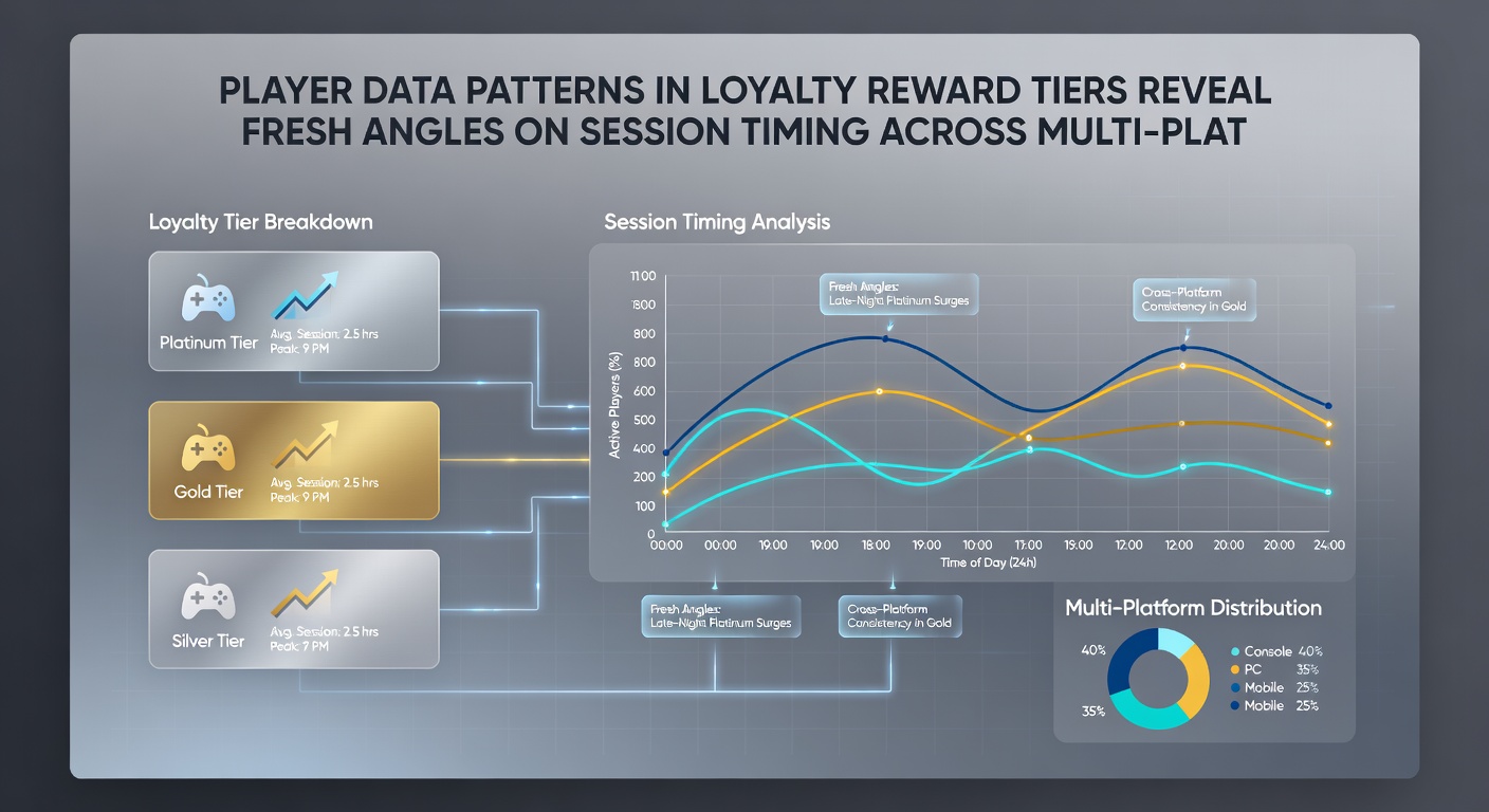 Multi-platform casino network analytics dashboard displaying session timing trends by loyalty tier