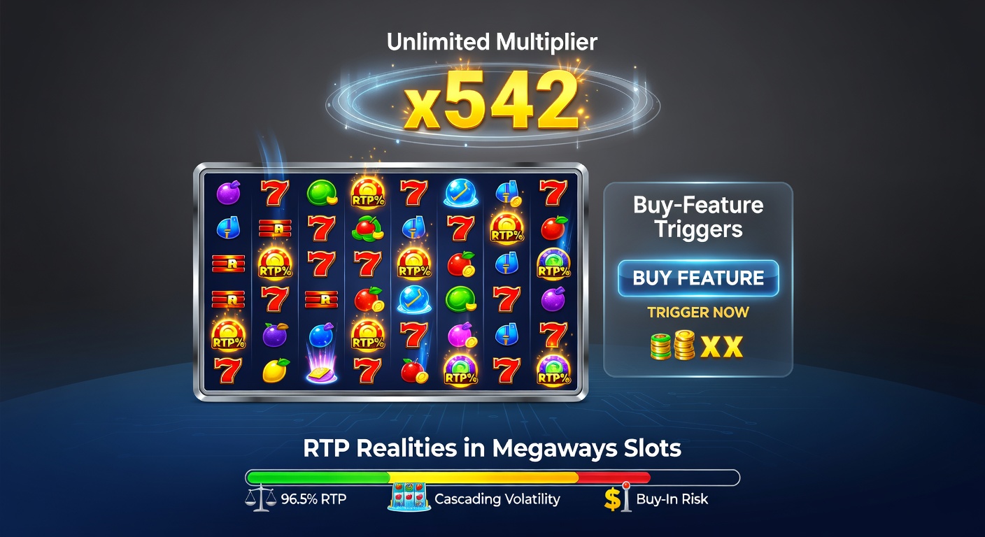 Screen capture of a Megaways slot bonus round with unlimited multiplier climbing rapidly amid cascading symbols and feature buy button