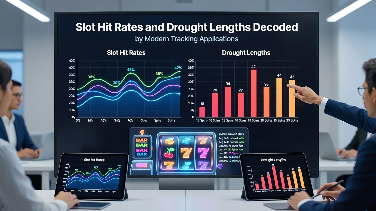 Graph output from tracking software illustrating hit frequency distribution alongside recorded drought length trends